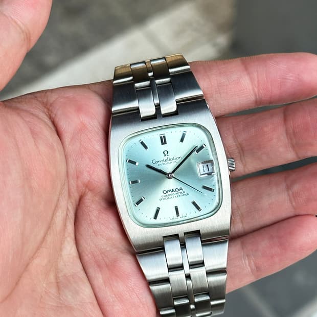 오메가 컨스틸레이션 36미리 민트스카이 다이얼 남성 자동 시계