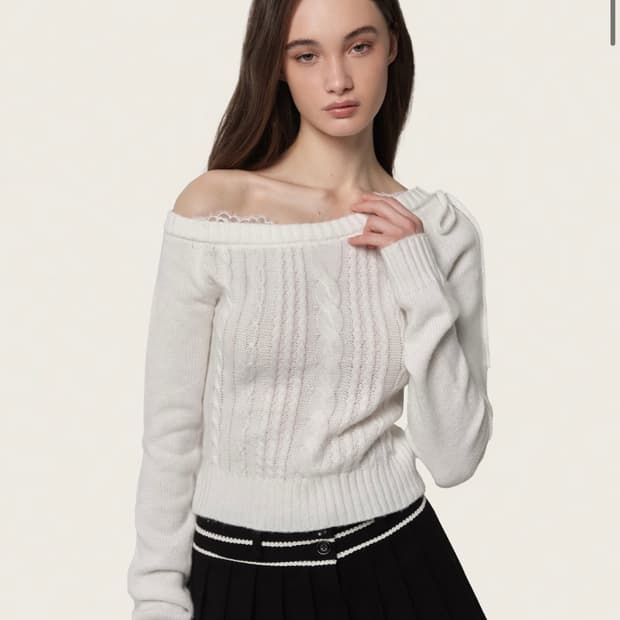 클리시어 로지 케이크 케이블니트 화이트