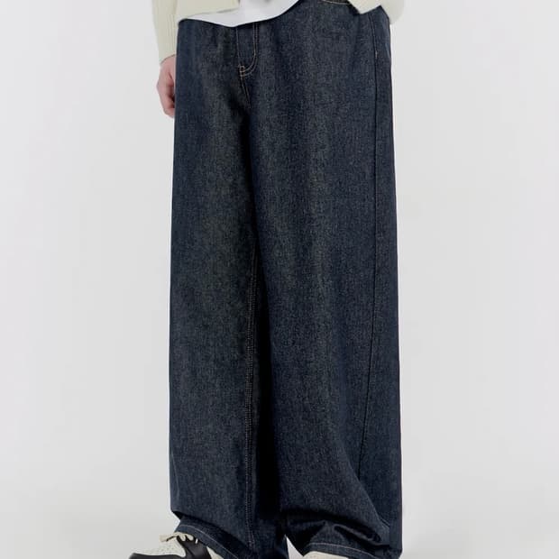 굿라이프웍스 이지 와이드 데님 팬츠 로우인디고