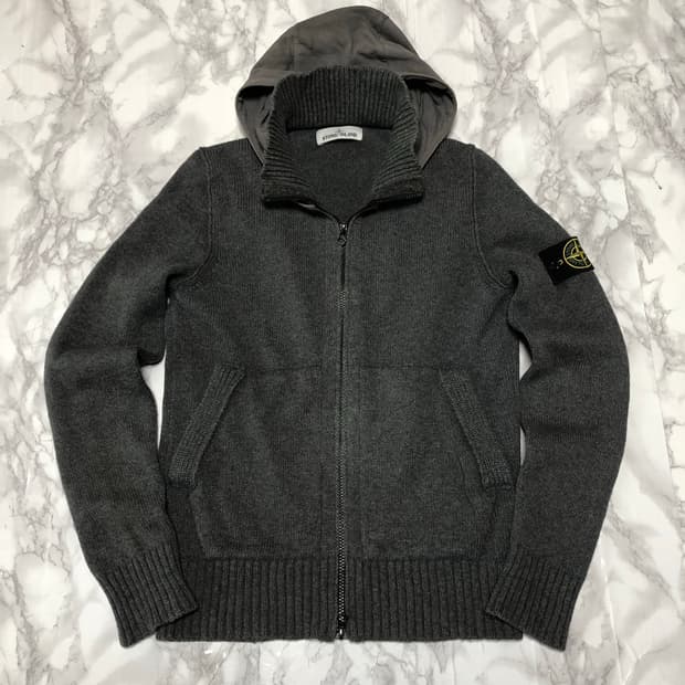 스톤아일랜드 니트 후드집업 그레이 자켓 남여공용