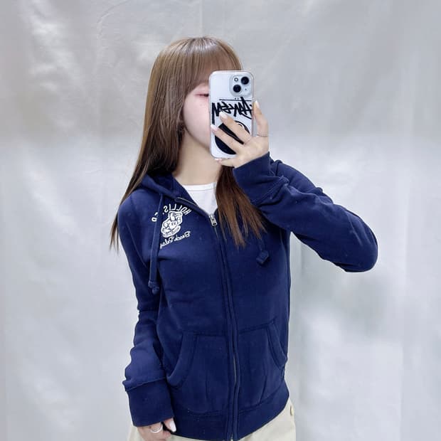 홀리스터 네이비 beach relay 딱붙핏 후드집업 