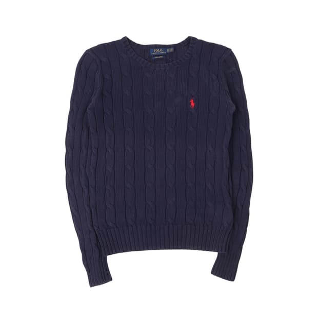 폴로 랄프로렌 우먼스 네이비 케이블 니트