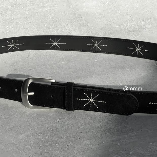 [Unisex] 스웨이드 별빛 자수 벨트 3컬러