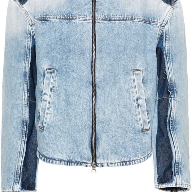 디젤 콘트라스트 데님 바이커 자켓 L