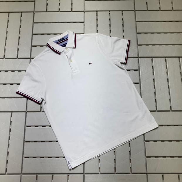 [S]타미 자수 반팔 카라티 화이트 0646