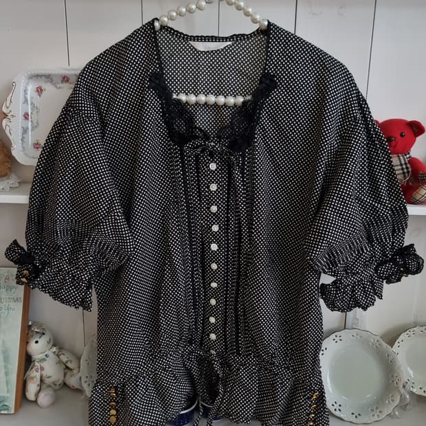 핑크하우스 PINK HOUSE 도트 프릴 블라우스