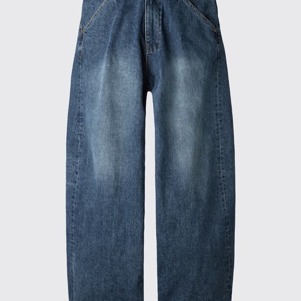 와이드 커브진 청바지 Washed Blue
