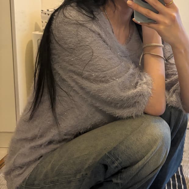 japan vintage gliter 3/4 sleeve knitwear