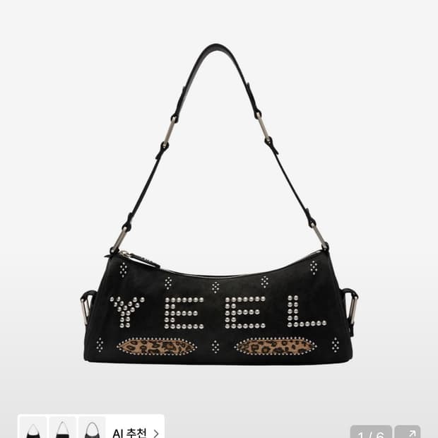 와이이이엘 STUDDED SHOULDER BAG BLACK