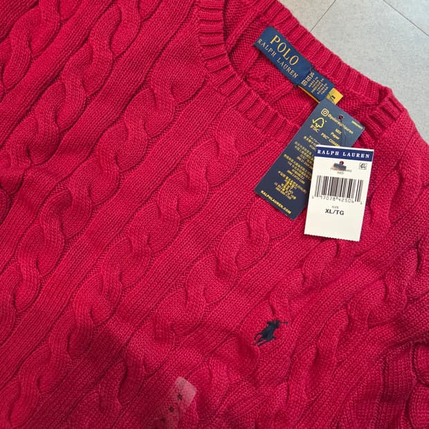 폴로 케이블 니트 레드 xl 새상품