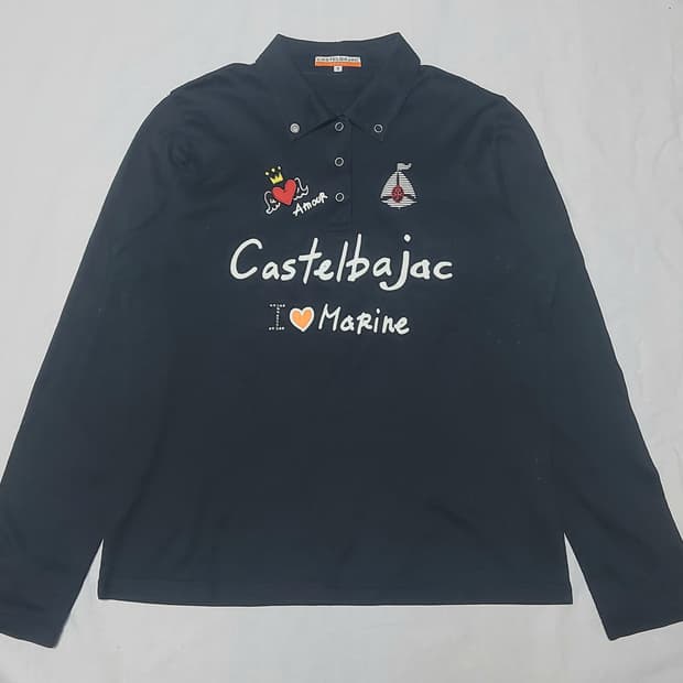 까스텔바작 여성용 로고 포인트 긴팔 카라 티셔츠 L사이즈