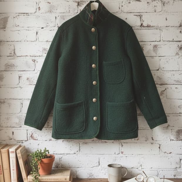 빈티지 그린 티롤리안 울자켓