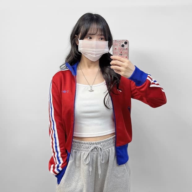 아디다스 프랑스 트랙탑 져지 레드 블루