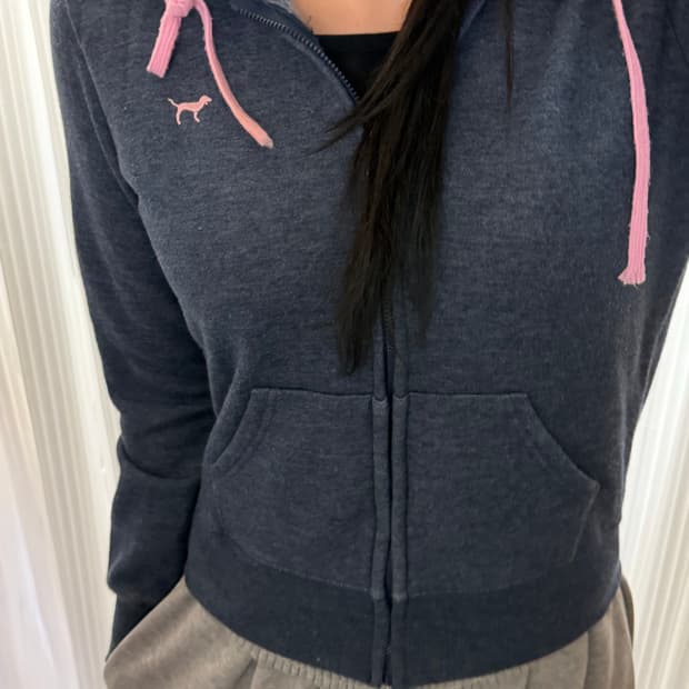 빅토리아 시크릿 네이비 후드집업 s