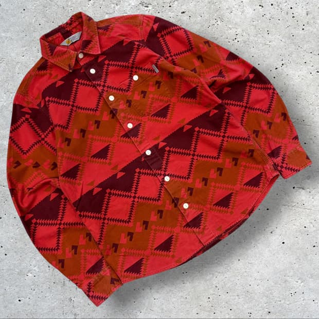 [S] 칼하트 레드 나바호 빈티지 패턴 셔츠 D809