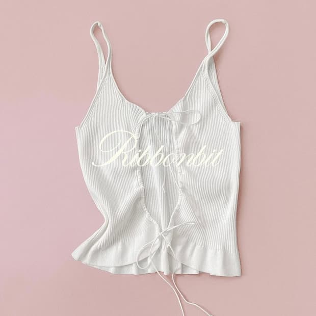 리본빛 슬리브리스 니트 탑(블랙)