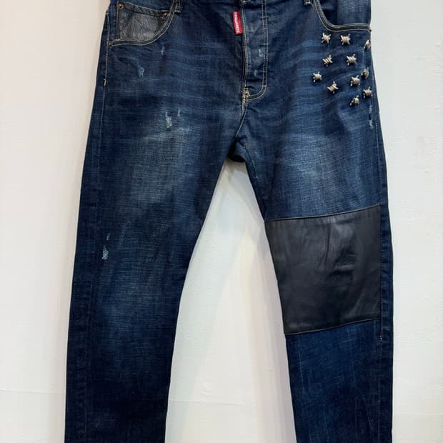 52 디스퀘어드 탱글스 레더패치 데님 청바지 36-38