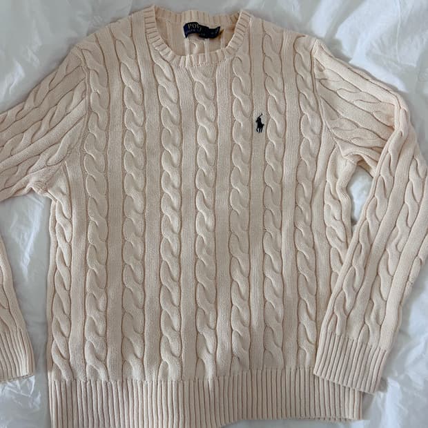 폴로 랄프로렌 아이보리 꽈배기 니트