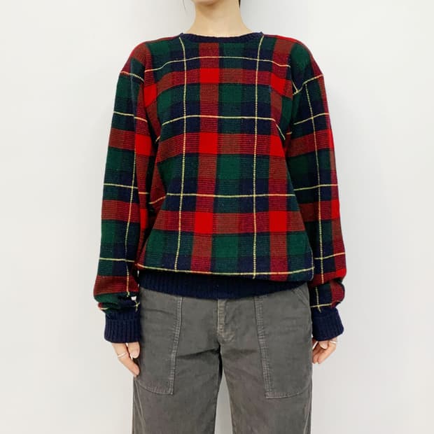 폴로 랄프 렌 타탄 체크 니트