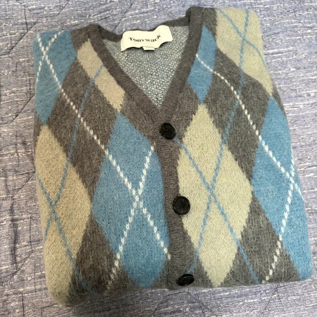 토니웩 아가일 가디건 블루/그레이 L