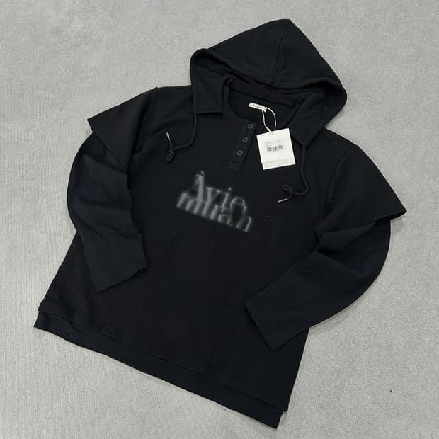 아비에무아 블랙 레이어드 후드티 m