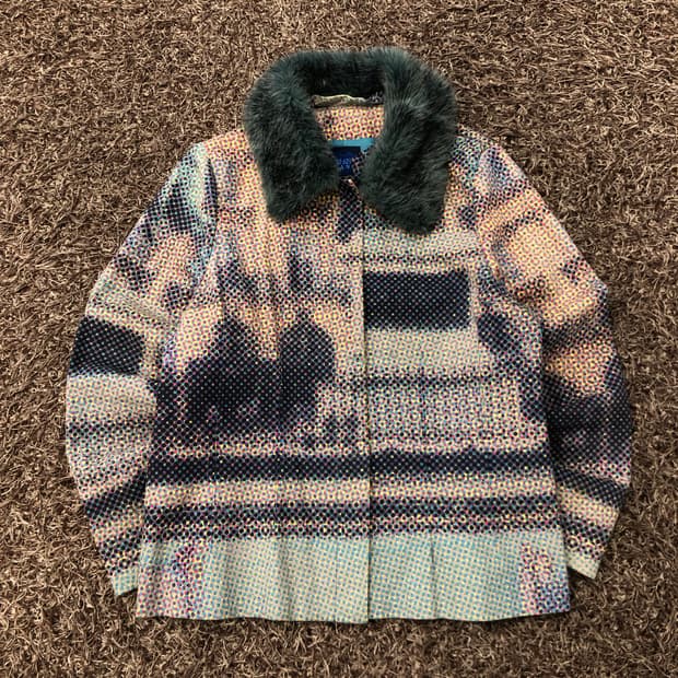 겐조 퍼 카라 멀티컬러 도트 패턴 자켓