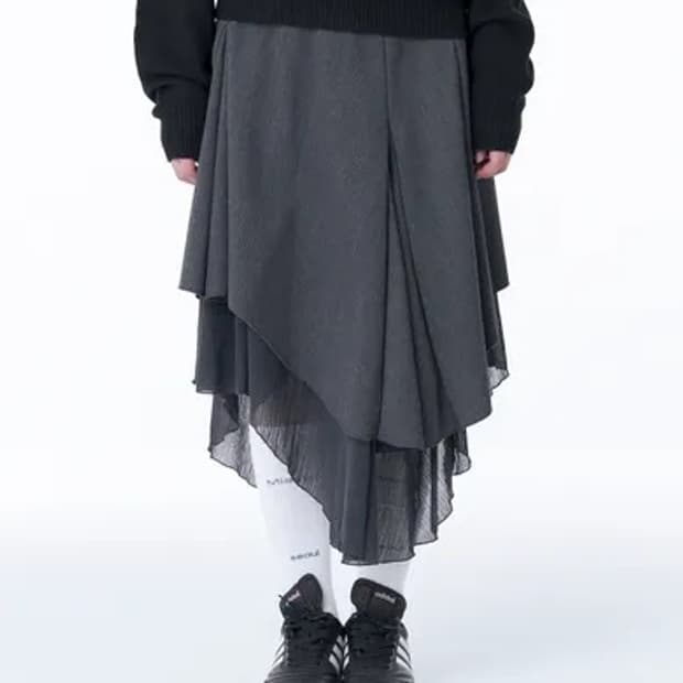 [1] 미세키 서울 언발란스 레이어드 스커트 차콜