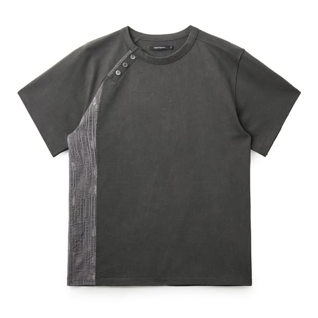 구매) Curved Henley Neck Tee Charcoal