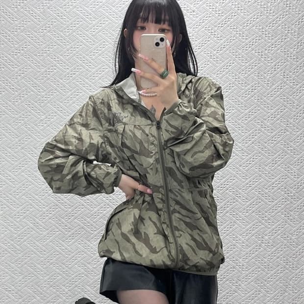 노스페이스 스트릿 펑크 타이거 카모 바람막이 자켓 M C12293