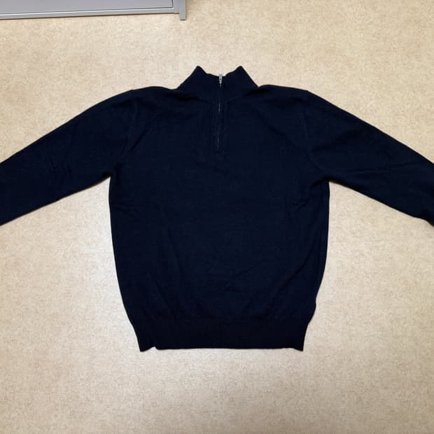 EVSEG 캐시미어 100% 하프 니트집업 네이비 L