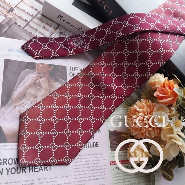 GUCCI 구찌 GG 로고 자수 넥타이 9.4cm B등급 k3205