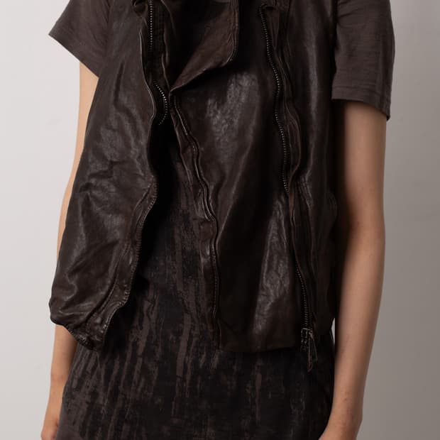 GIORGIO BRATO ASYMMETRICAL LEATHER VEST