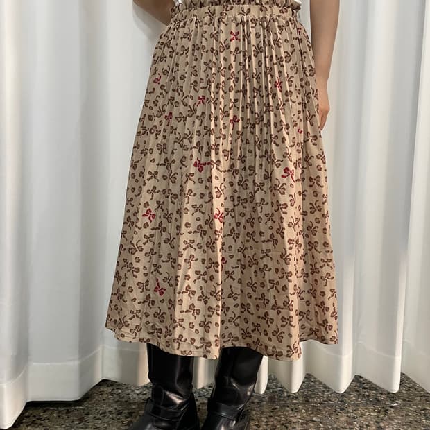 ribbon leopard midi skirt