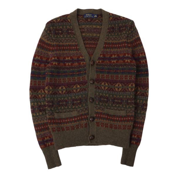 폴로 랄프로렌 카키 페어아일 울 가디건