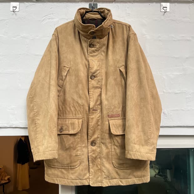 MCM 스웨이드 포켓 브라운 누빔 집업 자켓 M