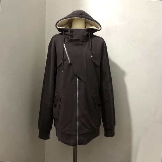 jack&jill 챠콜 그레이 지퍼 절개 버튼 포인트 후드 집업