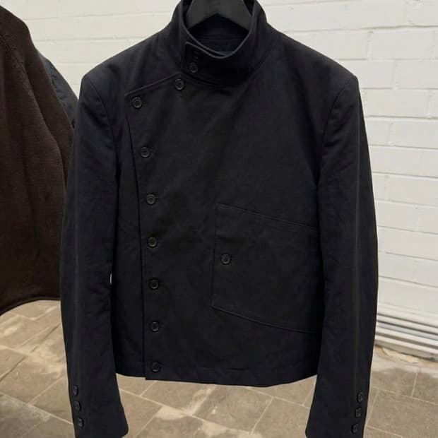 Asymmetric Stand Collar Jacket (Black)