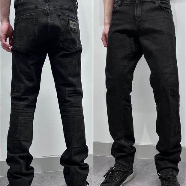 돌체앤가바나 롱 블랙 워싱 데님 팬츠