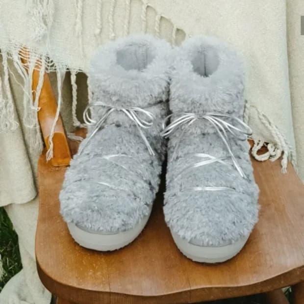 (1회 착용)락피쉬웨더웨어 컬리 퍼 부츠 숏 그레이 230