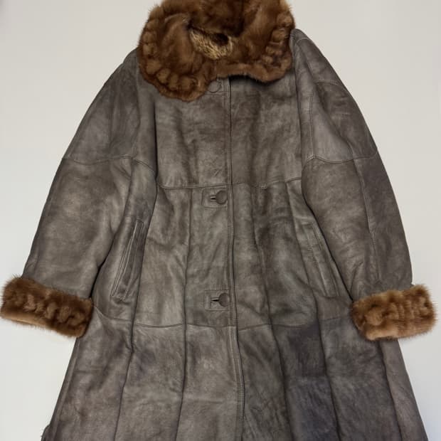 여성 빈티지 리얼 양가죽 양털 무스탕 코트 빈티지