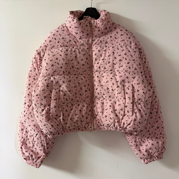 새상품 여자 플라워 골덴 패딩