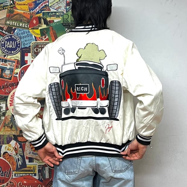 00s 조이리치 아카이브 로스엔젤레스 베어 자수 스타디움 바시티 자켓 S