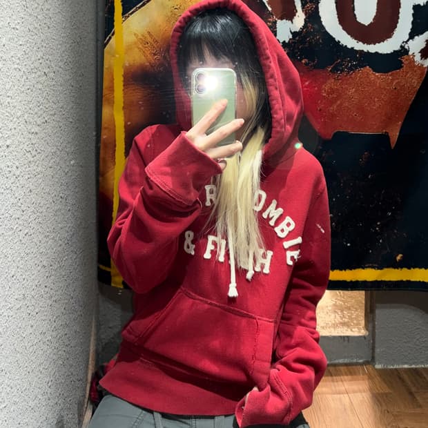 아베크롬비 레드 후드티