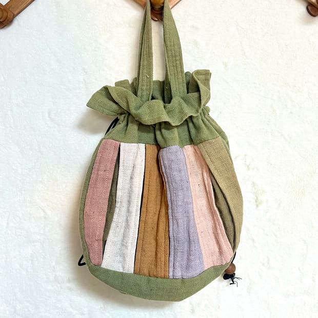 빈티지 패치 그린 파우치 복조리