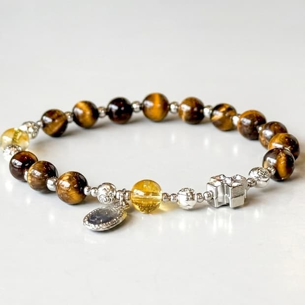 (맞춤) 천연석 호안석과 시크린 묵주팔찌 원석팔찌