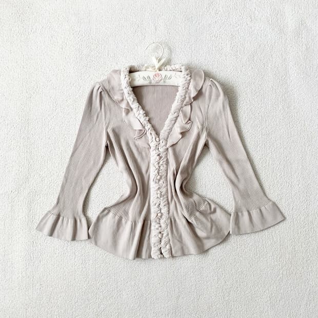 밀크티그레이 ♥ 골지프릴 7부 가디건