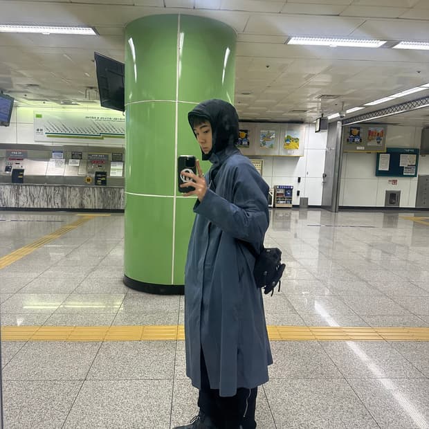 Jlal 블루 스플릿 트렌치 코트(m)