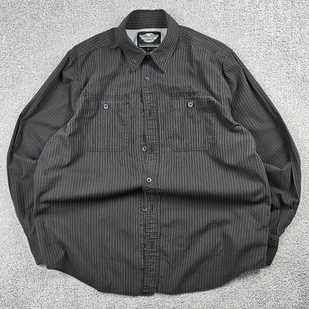 할리데이비슨 자수로고 스트라이프 버튼업 셔츠 ( L ) / 10470