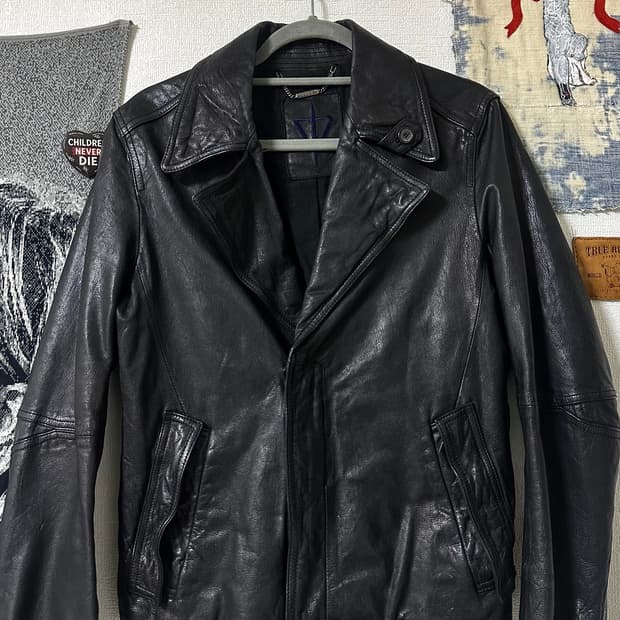 Goatskin Structured Lapel Leather Jacket