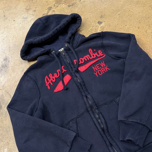 아베크롬비 네이비 레드 후드집업